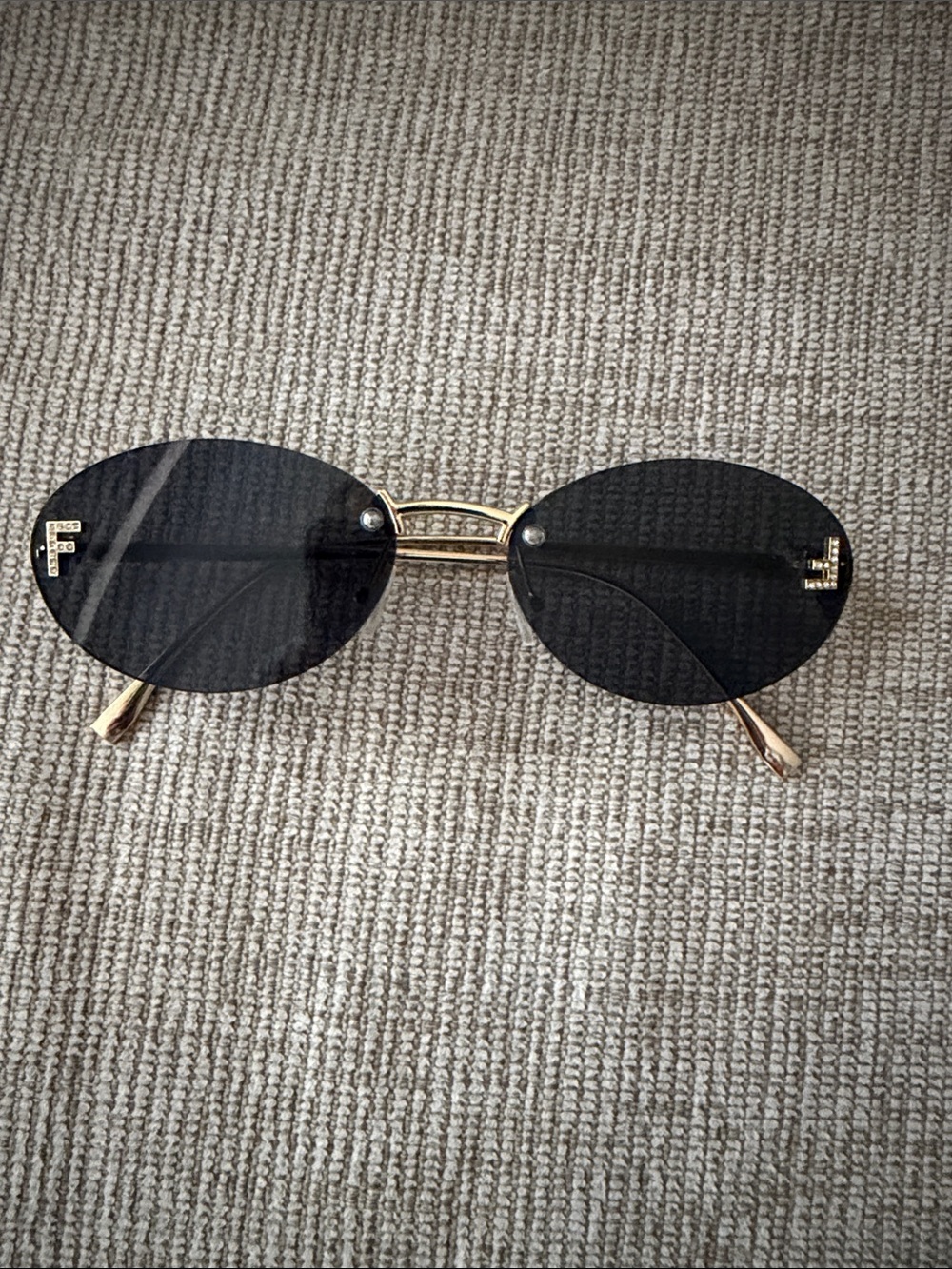 Gold Frame Gray Lens Oval Sunglasses